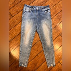 Edgely jeans womens 36x31 blue High Rise Super Skinny fray hem stretch lightwash